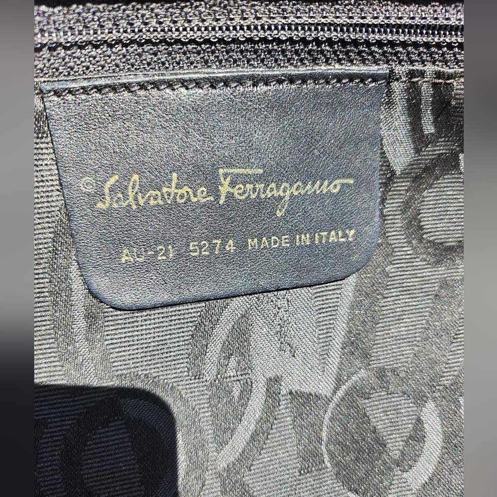 VGUC Salvatore Ferragamo nylon & leather jungle print large shoulder hobo bag - Picture 12 of 17